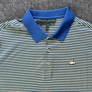 Masters Collection Shirt Men Extra Large Blue Yellow Stripe Performance Pima